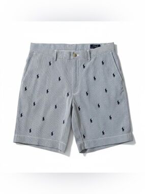 Polo Ralph Lauren Men’s Seersucker All Over Pony Striped Classic Fit 9" Shorts